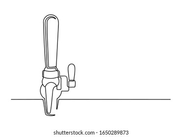 Kontinuierliche Zeichnung einer Linie eines Bierhahn. Design-Element einzeln auf weißem Hintergrund. Bier-Konzept. Vektorillustration