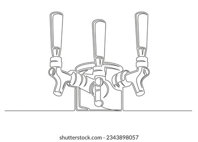 Kontinuierliche Zeichnung einer Linie eines Bierhahn. Design-Element einzeln auf weißem Hintergrund. Bier-Konzept. Vektorgrafik