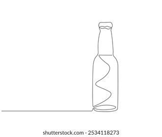 Continuous one line drawing of beer bottle. One line drawing illustration of beer bottle. International beer day concept line art. Editable outline