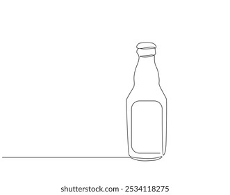 Continuous one line drawing of beer bottle. One line drawing illustration of beer bottle. International beer day concept line art. Editable outline