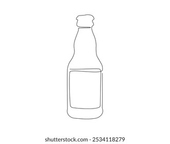 Continuous one line drawing of beer bottle. One line drawing illustration of beer bottle. International beer day concept line art. Editable outline