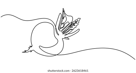 Continuous one line drawing of beetroot vegetable. Beetroot single line art vector illustration. Editable vector, Simple beetroot design in continuous line art drawing style. Grow beet plant minimal.