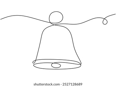 Dibujo continuo de una línea de una campana. Simbolizando la alegría y la celebración de las fiestas. Ilustración vectorial dibujada a mano para decoraciones festivas.