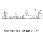 Continuous one line drawing of Berlin city skyline. Single line drawing illustration of Germany cityscape. Beautiful buildings and architecture concept vector art. Doodle line illustration.
