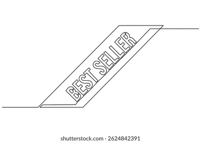 Dibujo continuo de una línea del logotipo de la insignia del Best seller. Ilustración de dibujo de una sola línea del icono del Best seller. Arte vectorial de concepto de satisfacción garantizada. Ilustración de la línea Doodle.