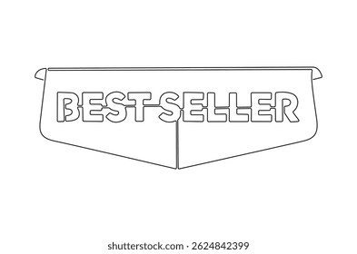Continuous one line drawing of Best seller badge logo. Single line drawing illustration of Best seller icon. Satisfaction Guaranteed concept vector art. Doodle line illustration.