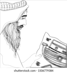 Continuous one line drawing. Biblical vector illustration of Noah. Biblical series. Great flood. Noah and the ark