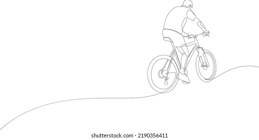 Continuous one line drawing bicycle rider  Professional cyclist  Bike in the mountain  Extreme sport concept  Vector illustration 