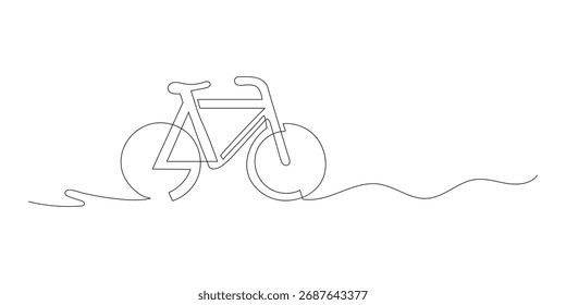 Continuous one line drawing bicycle sign vector illustration.