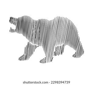 Continuous one line drawing of big bear. Bear scribble - single line art vector illustration. Editable stroke.