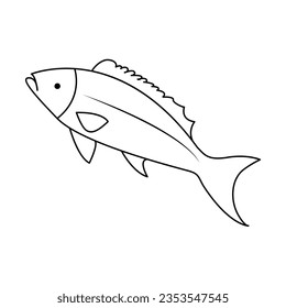 
Continuous One line drawing of big fish and single line vector art illustration
