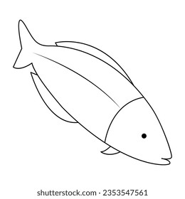 
Continuous One line drawing of big fish and single line vector art illustration

