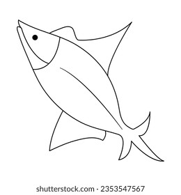 
Continuous One line drawing of big fish and single line vector art illustration
