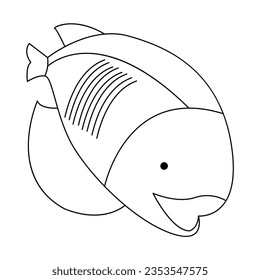 
Continuous One line drawing of big fish and single line vector art illustration
