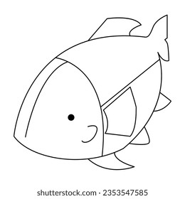 
Continuous One line drawing of big fish and single line vector art illustration
