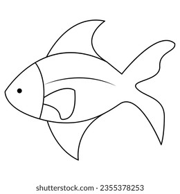 Continuous One line drawing of big fish and single line vector art illustration
