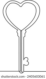 
continuous one line drawing of big key vector illustration pro vector