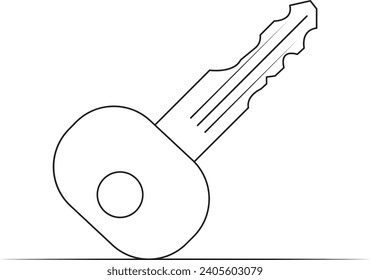 
continuous one line drawing of big key vector illustration pro vector