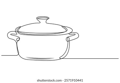 Continuous one line drawing of big pan