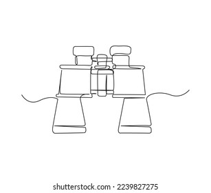 Continuous one line drawing of Binocular. Binocular single line art vector design. Military concept.