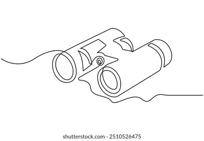 Continuous one line drawing of Binocular. Binocular single line art vector design. Military concept