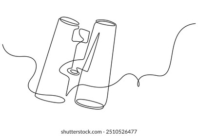 Continuous one line drawing of Binocular. Binocular single line art vector design. Military concept