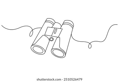 Continuous one line drawing of Binocular. Binocular single line art vector design. Military concept