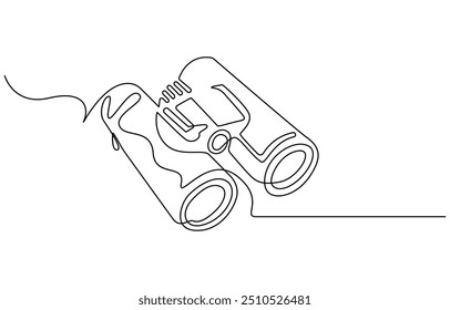 Desenho contínuo de uma linha de Binocular. Design vetorial de arte binocular de linha única. Conceito militar