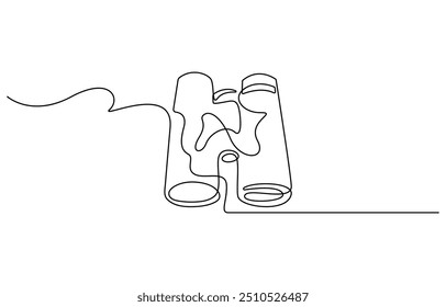 Kontinuierliche einzeilige Zeichnung von Binocular. Binokulares einzeiliges Kunstvektordesign. Militärkonzept