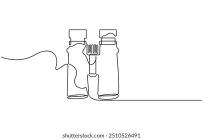 Continuous one line drawing of Binocular. Binocular single line art vector design. Military concept