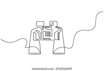 Continuous one line drawing of Binocular. Binocular single line art vector design. Military concept