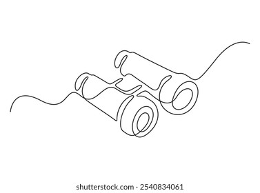Continuous one line drawing of Binocular. Binocular single line art vector design. Military concept. Vector illustration