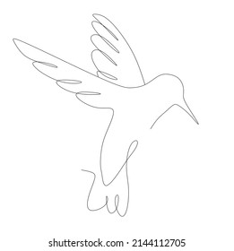 Continuous one line drawing of a bird flying. Tattoo and logo concept. Vector illustration