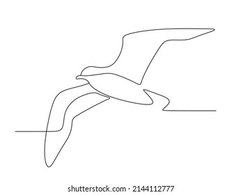 Continuous one line drawing of a bird flying. Tattoo and logo concept. Vector illustration