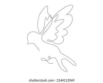 Continuous one line drawing of a bird flying. Tattoo and logo concept. Vector illustration