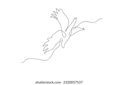Continuous one line drawing of a bird flying. Minimal line drawing.
