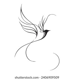 Continuous one line drawing of a bird. Simple vector illustration of a bird, hummingbird.