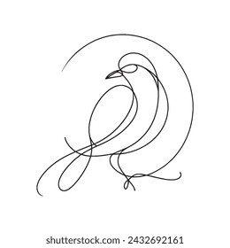 Dibujo continuo de una línea de un ave. Ilustración simple del vector de un pájaro, colibrí