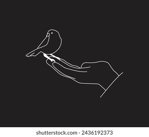 Continuous one line drawing a bird in hand line art