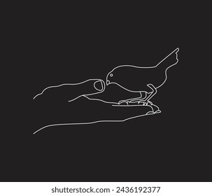 Continuous one line drawing a bird in hand line art
