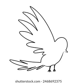 Continuous one line drawing of bird. Doodle vector illustration