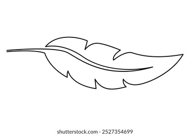 
continuous one line drawing of Bird feather Isolated on white background vector illustration