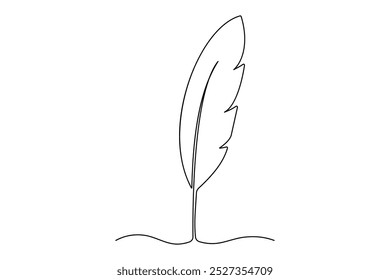 
continuous one line drawing of Bird feather Isolated on white background vector illustration