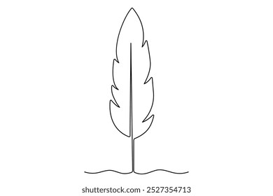 
desenho contínuo de uma linha de pena de pássaro Isolado sobre fundo branco vetor ilustração