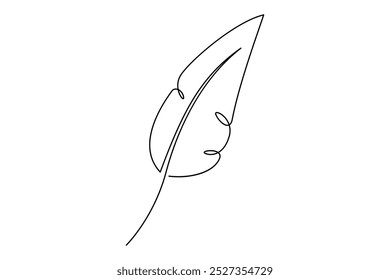 
continuous one line drawing of Bird feather Isolated on white background vector illustration