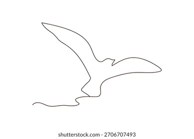 Um desenho contínuo de uma linha de um pássaro voando. Símbolo de paz, isolado sobre fundo branco. Tatuagem e conceito de logotipo. Ilustração vetorial.