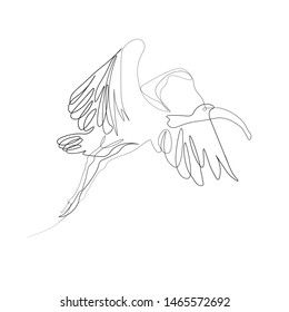 Continuous one line, drawing of birds hand-drawn, simple lines, vector illustration, logo