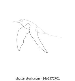 Continuous one line, drawing of birds hand-drawn, simple lines, vector illustration, logo