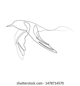 Continuous one line, drawing of birds hand-drawn, simple lines, vector illustration, logo