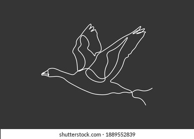 Continuous one line, drawing of birds hand-drawn, simple lines, vector illustration, logo